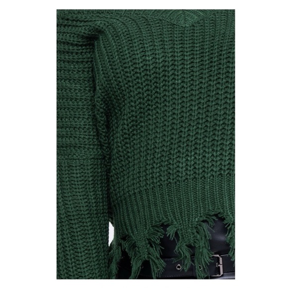 Cropped Knit Fringe Sweater - Picture 5 of 8